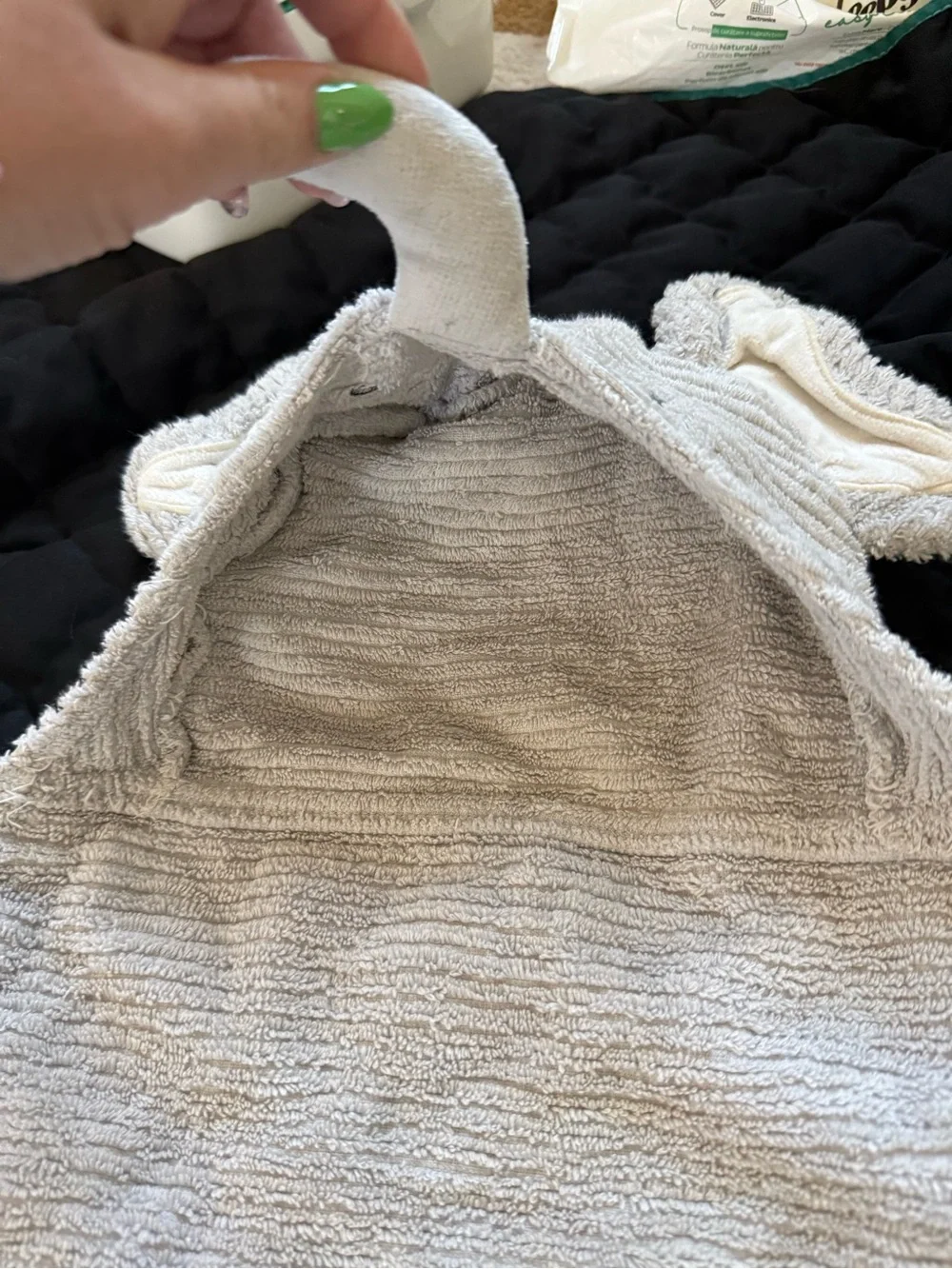 Crate & Barrel Elephant Baby Hooded Towel Organic Cotton Gray